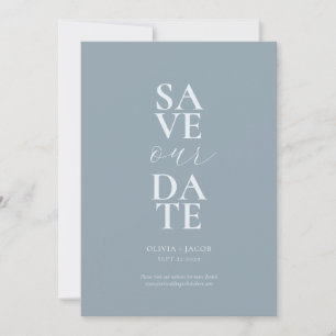 Elegant Dusty Blue Minimalistisch Wedding Save The Date