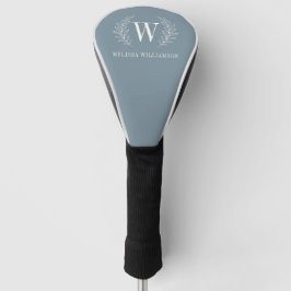 Elegant Dusty Blue Modern Monogram Golf Headcover