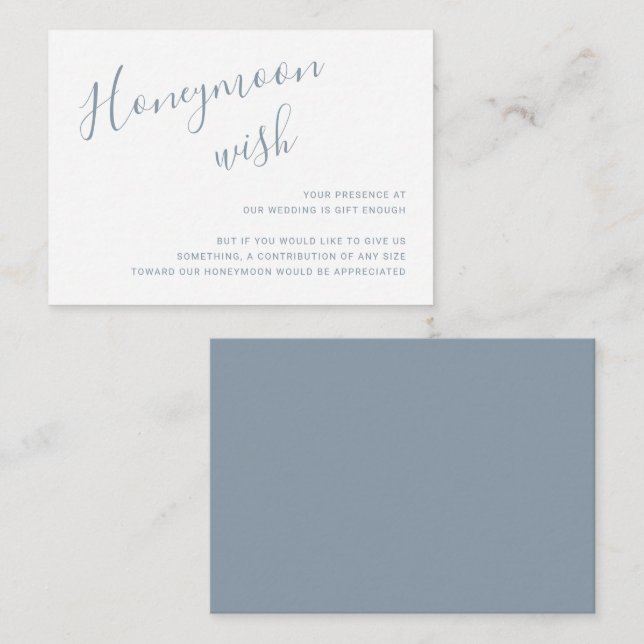 Elegant Dusty Blue Modern Wedding Begleitkarte (Vorne/Hinten)