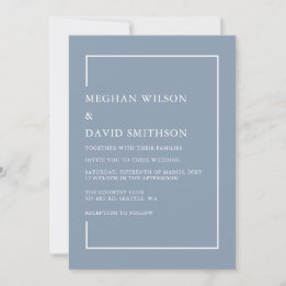 Elegant Dusty Blue Modern Wedding Einladung
