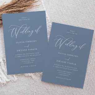 Elegant Dusty Blue Modern Wedding Einladung