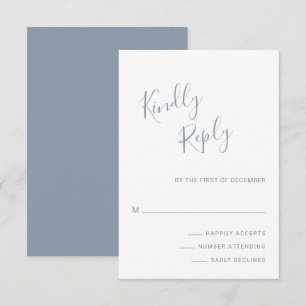 Elegant Dusty Blue Modern Wedding RSVP Karte