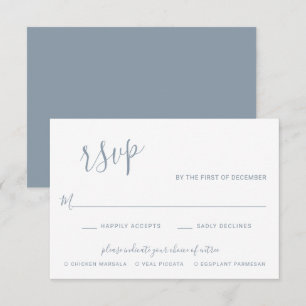 Elegant Dusty Blue Modern Wedding RSVP Karte
