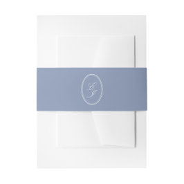 Elegant Dusty Blue Monogram Wedding Einladungsbanderole