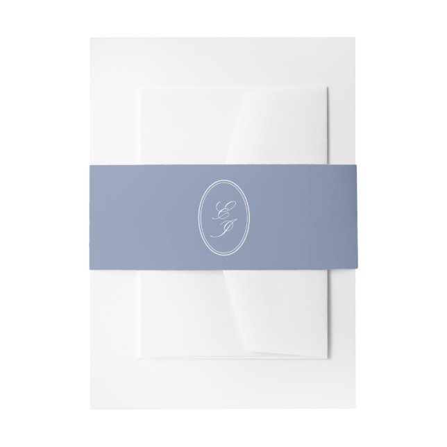 Elegant Dusty Blue Monogram Wedding Einladungsbanderole (Vorderseite Beispiel)