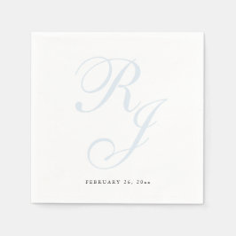 Elegant Dusty Blue Monogram Wedding Napkins Serviette