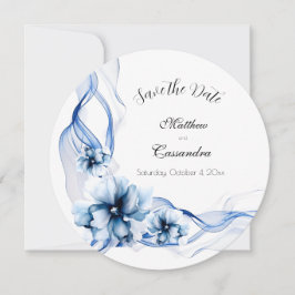 Elegant Dusty Blue Navy Blume Hochzeit Save The Date