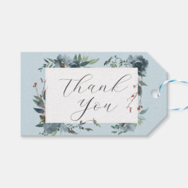 Elegant Dusty Blue Navy Botanischer Garten Geschenkanhänger