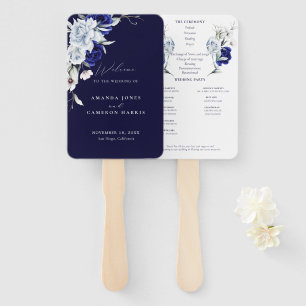 Elegant Dusty Blue Navy Hochzeitsprogramm Fächer