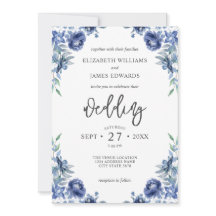 Elegant Dusty Blue Navy Rustic Floral Wedding
