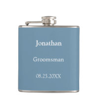Elegant Dusty Blue Personalisiert Trauzeuge Flask