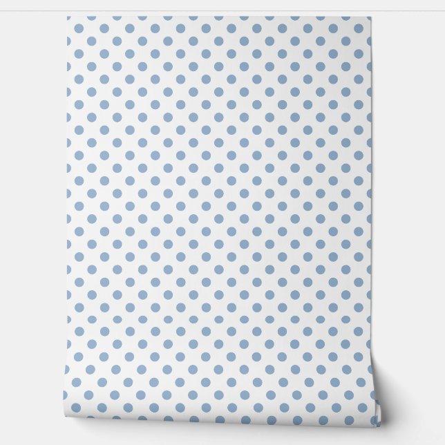 Elegant Dusty Blue Polka Dots Tapete (Abrollen)