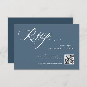 Elegant Dusty Blue QR Einfach Minimalistisch moder RSVP Karte