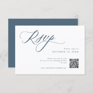 Elegant Dusty Blue QR Einfach Minimalistisch moder RSVP Karte