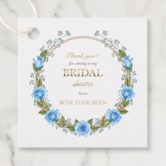 Elegant Dusty Blue Rose Baby's Breathe Vielen Dank Geschenkanhänger (Vorderseite)