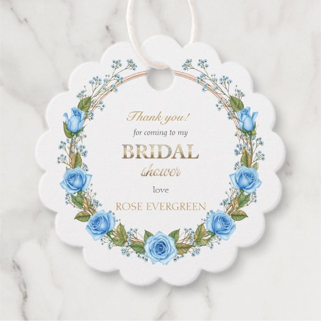 Elegant Dusty Blue Rose Baby's Breathe Vielen Dank Geschenkanhänger (Vorderseite)