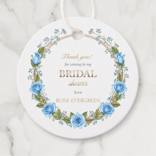 Elegant Dusty Blue Rose Baby's Breathe Vielen Dank Geschenkanhänger (Vorderseite)