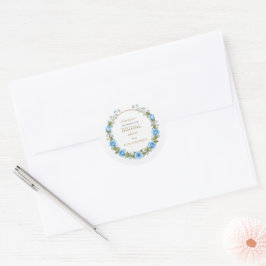 Elegant Dusty Blue Rose Baby's Breathe Vielen Dank Runder Aufkleber