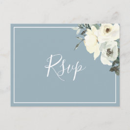 Elegant Dusty Blue RSVP Postcard with Meal Choice Einladungspostkarte