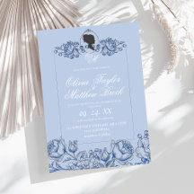 Elegant Dusty Blue Script Bridgerton Wedding