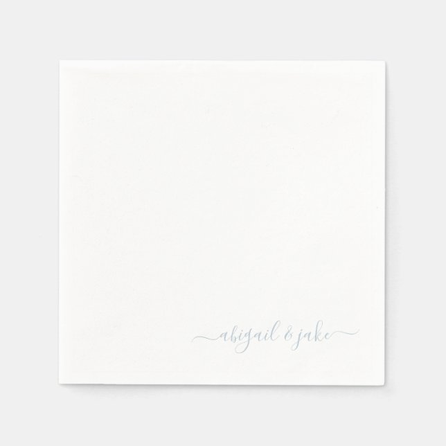 Elegant Dusty Blue Script Couple Names Wedding Serviette (Vorderseite)