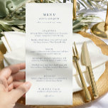Elegant dusty Blue Script Double Side Wedding  Menükarte<br><div class="desc">Elegant black and white Script Wedding Menu Double Sided with back message on the card</div>