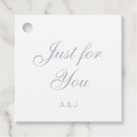 Elegant Dusty Blue Script Gastgeschenk Hochzeit Ta