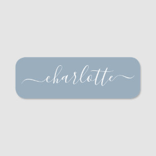 Elegant Dusty Blue Script Modern Name Personalisie Namensschild