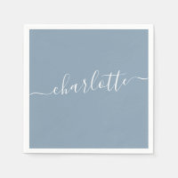 Elegant Dusty Blue Script Modern Name Personalisie