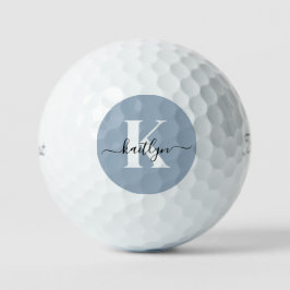 Elegant Dusty Blue Script Monogram Golfball
