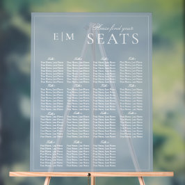 Elegant Dusty Blue Script Monogram Wedding Seat Acrylschild