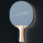 Elegant Dusty Blue Script Name Personalisiert Tischtennis Schläger<br><div class="desc">Elegant Dusty Blue Script Name Personalisiert Ping Pong Paddle</div>