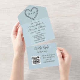 Elegant Dusty Blue Script Unique UAWG QR Code All In One Einladung