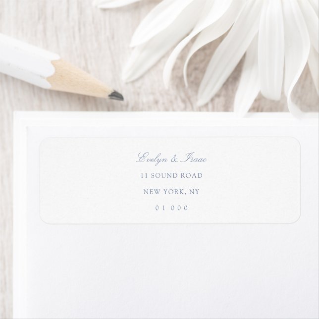 Elegant Dusty Blue Script Wedding Rücksendeadresse (Von Creator hochgeladen)