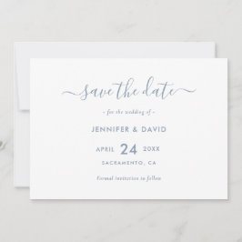 Elegant Dusty Blue Script Wedding Save the Date