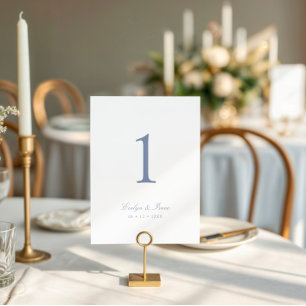 Elegant Dusty Blue Script Wedding Tischnummer