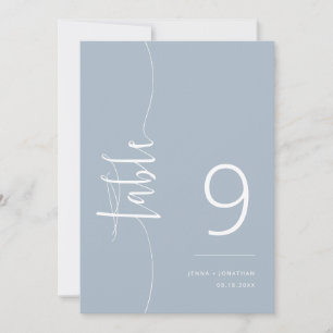 Elegant Dusty Blue Script Wedding Tischnummer