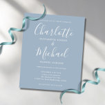 Elegant Dusty Blue Signature Wedding Einladung<br><div class="desc">Die elegante,  staubblaue Untertiteleinladung mit ihren prächtigen Stilnamen,  die stilvolle dustig-blaue und weiße Hochzeitseinladung,  kann mit Ihren Informationen in der schicken,  weißen Schrift personalisiert werden. Entwickelt von Thisisnotme©</div>