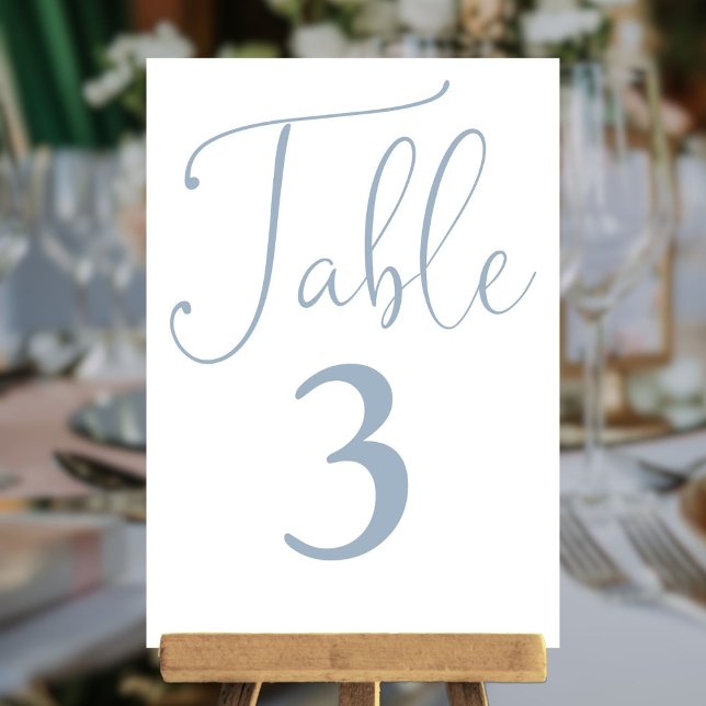 Elegant Dusty Blue Simple Large Tischnummer (Elegant Dusty Blue Simple Large Table Number)