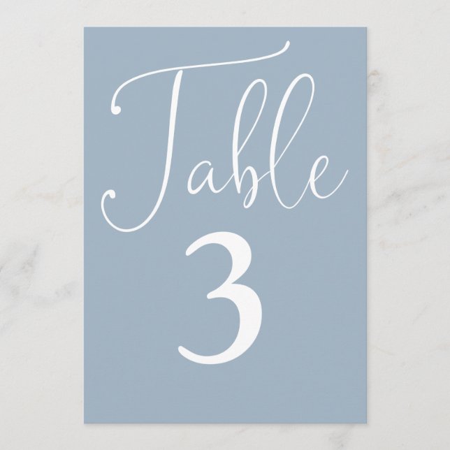 Elegant Dusty Blue Simple Large Tischnummer (Vorderseite)