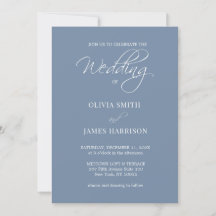 Elegant Dusty Blue Simple Wedding Einladung