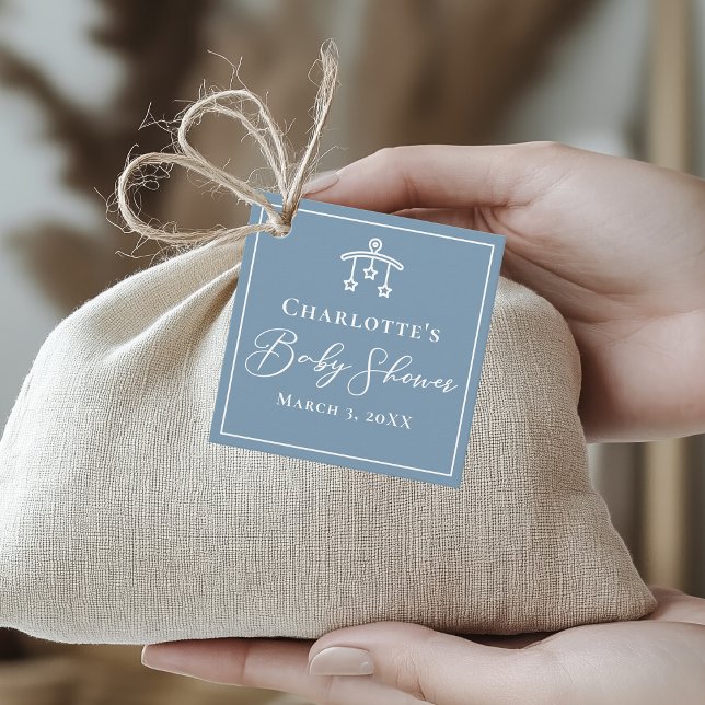 Elegant Dusty Blue Toy Mobile Baby Shower Geschenkanhänger (Von Creator hochgeladen)