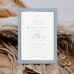 Elegant Dusty Blue und Gold Wedding Einladung<br><div class="desc">Diese elegante Dusty Blue und Gold Wedding Einladung ist einfach und vielseitig. Das Design ist schick,  weiß und schwarz,  mit einem Monogramm,  Skriptdetails,  einem einfachen Goldrahmen und formalem bearbeitbarem Text. Klicken Sie auf die Schaltfläche Bearbeiten,  um dieses Design anzupassen.</div>