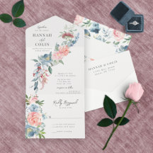 Elegant Dusty Blue und Rose Floral Swag