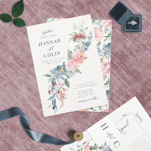 Elegant Dusty Blue und Rose Floral Swag Einladung