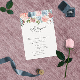 Elegant Dusty Blue und Rose Floral Swag RSVP Karte