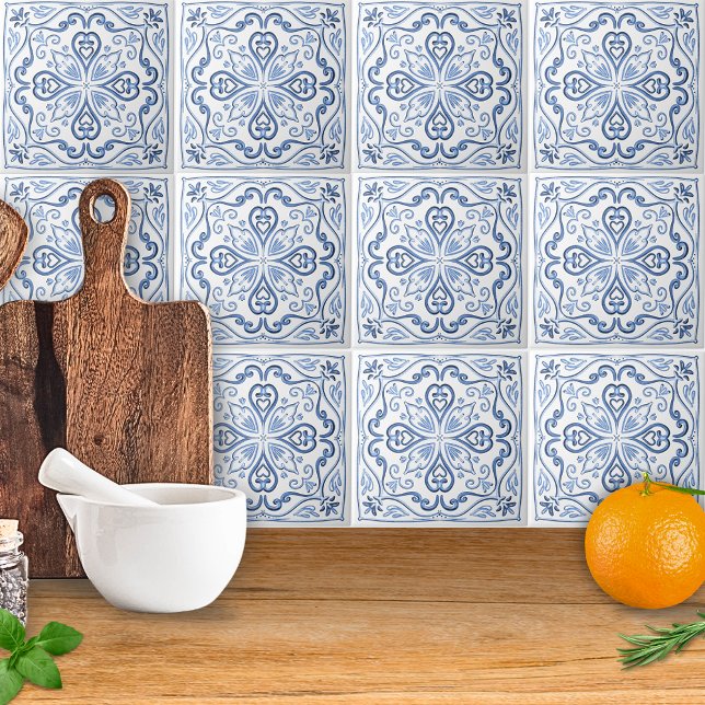 Elegant Dusty Blue und White Fliese (Von Creator hochgeladen)