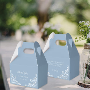 Elegant Dusty Blue und White Wedding Vielen Dank Geschenkschachtel