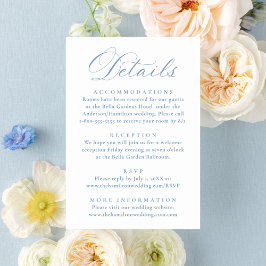 Elegant Dusty Blue Victorian Floral Wedding Detail Begleitkarte