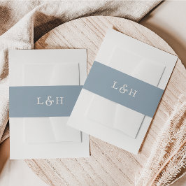 Elegant Dusty Blue Vintage Wedding Monogram Einladungsbanderole